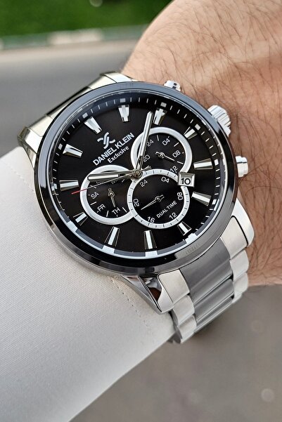 Daniel Klein Indicators Active Dial Black Silver Color Men's Wristwatch with Gift Package