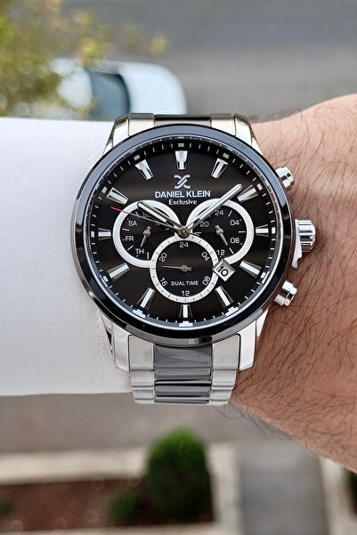 Daniel Klein Indicators Active Dial Black Silver Color Men's Wristwatch with Gift Package