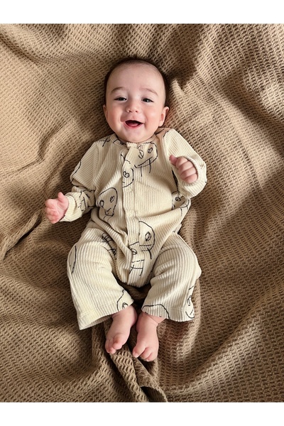 DİVİSTA Unisex Baby Snap Fastener Long Sleeve Romper