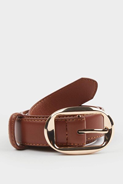 DeFacto حزام جينز من الجلد الصناعي بإبزيم كبير للنساء F3356AXNS