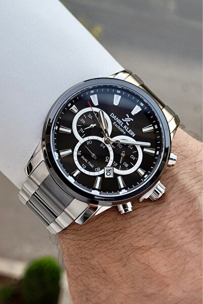 Daniel Klein Indicators Active Dial Black Silver Color Men's Wristwatch with Gift Package