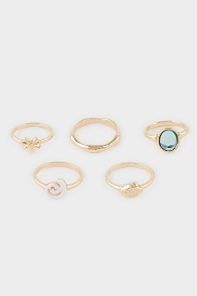 DeFacto Women's 5-Piece Gold Ring F4041Axns
