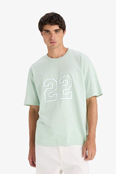 DeFacto Boxy Fit Rundhalsausschnitt Bedrucktes Kurzarm-T-Shirt F8565AX25HS