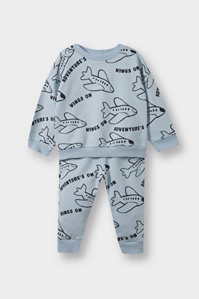 DeFacto Erkek Bebek 2'li Takım Baskılı Sweatshirt Eşofman Altı F0219A525AU