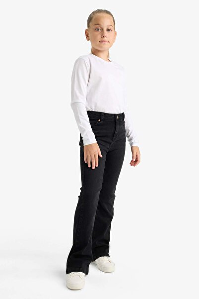 DeFacto Kız Çocuk Flare Fit İspanyol Paça Jean Pantolon E6183A825AU