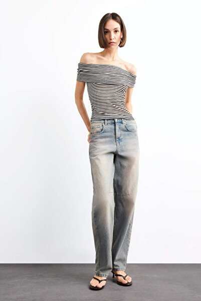 DeFacto Pantaloni de blugi cu talie înaltă, cu picioare drepte, G0459AX25SM