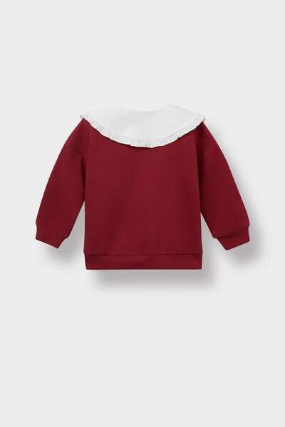 DeFacto Kız Bebek Büyük Yaka Baskılı Düğmeli Okul Hırkası F3756A525AU