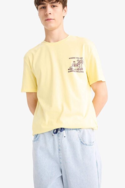 DeFacto Μπλουζάκι με κοντό μανίκι με κανονική εφαρμογή Crew λαιμόκοψη F8542AX25HS