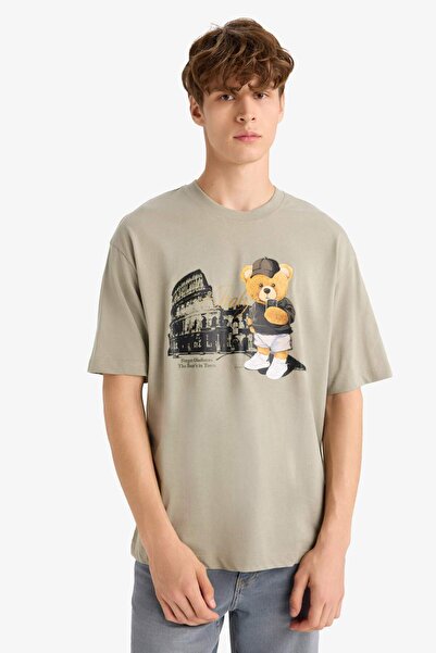 DeFacto Boxy Fit Crew Neck Printed Short Sleeve T-Shirt F9496Ax25Hs