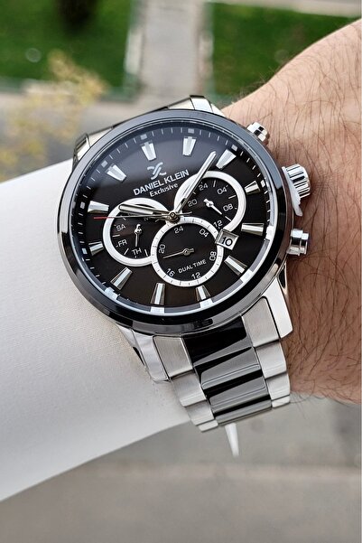 Daniel Klein Indicators Active Dial Black Silver Color Men's Wristwatch with Gift Package