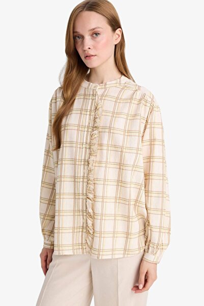 DeFacto Relax Fit Ekose Desenli Uzun Kollu Tunik F4868AX25AU