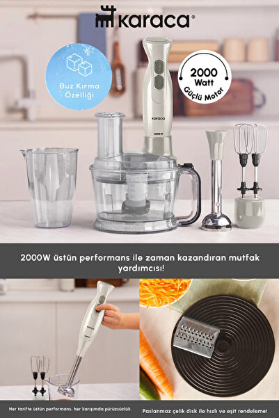 Karaca Pro Çok Amaçlı Mutfak Robotu 6 In 1 Güçlü Motor 2000 W Blender Seti