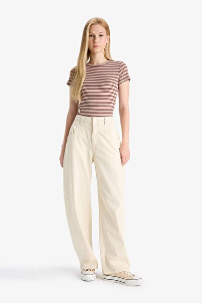 DeFacto Coool Baggy Fit Normal Bel Gabardin Pantolon F8204AX25AU