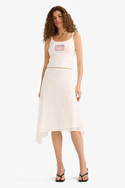 DeFacto A Form Normal Waist Chiffon Midi Skirt F7887Ax25Au
