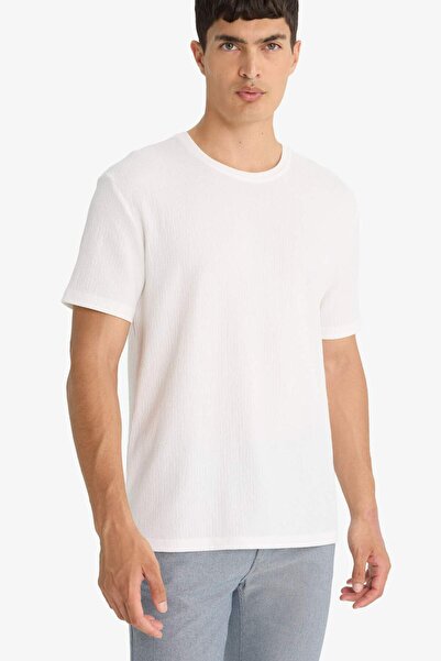 DeFacto Regular Fit Crew Neck Textured Short Sleeve T-Shirt F8480Ax25Au