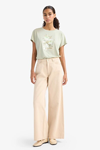 DeFacto Μπλουζάκι με λαιμόκοψη με κοντομάνικο λουλούδι F7874AX25AU