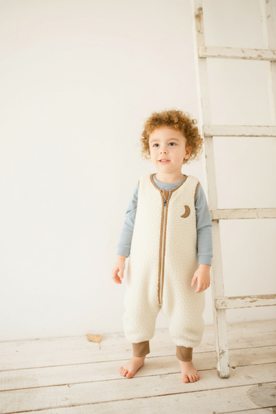 Kuarks Winter Sleeveless Children's Sleeping Bag Plush Jumpsuit 100% Cotton Lined Baby Sleeping Bag Unisex