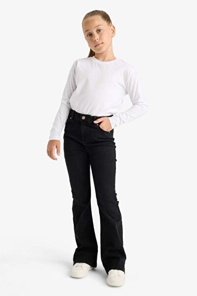 DeFacto Kız Çocuk Flare Fit İspanyol Paça Jean Pantolon E6183A825AU