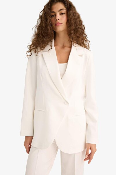 DeFacto Fitted Ceket Yaka Tafta Krep Blazer Ceket F8035AX25AU