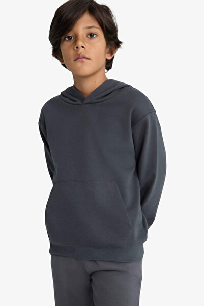 DeFacto Boys Basic Plain Hooded School Sweatshirt E9558A825Au