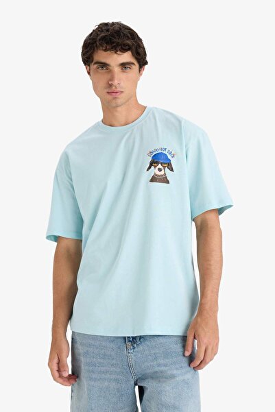 DeFacto 100 % Baumwolle, Boxy Fit, Rundhals, bedrucktes Kurzarm-T-Shirt F4533AX25SM