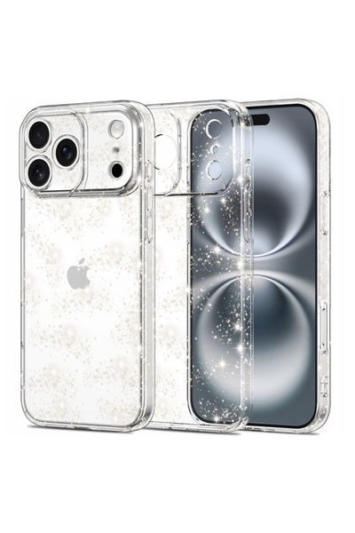 Techsuit Θήκη για iPhone 17 Pro Max, SparkleSkin TPU Σιλικόνη με Γκλίτερ, σετ αυτοκόλλητων, Διαφανής
