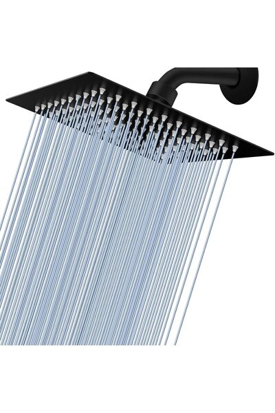 fitto رأس دش معدني بالكامل - دش مطري عالي الضغط مقاس 8 بوصات، أسود