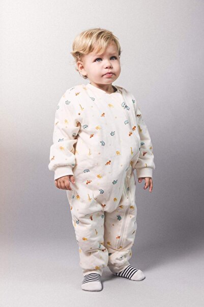DeFacto Baby Boy Newborn 1 Tog Fiber Dinosaur Printed Combed Cotton Long Sleeve Jumpsuit F2218A525Au