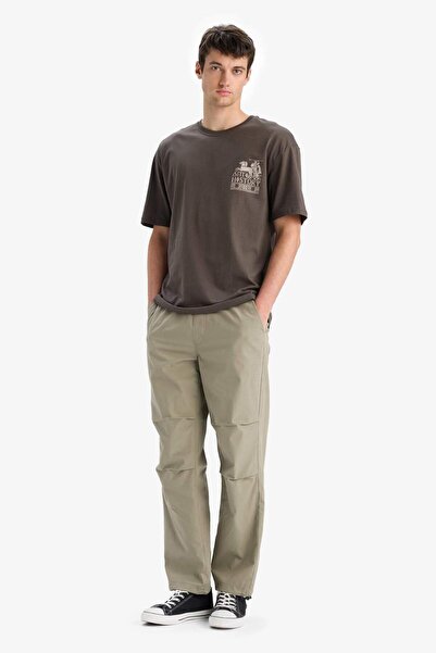 DeFacto %100 Pamuk Wide Leg Beli Bağcıklı Lastikli Paraşüt Jogger Pantolon E8729AX25AU