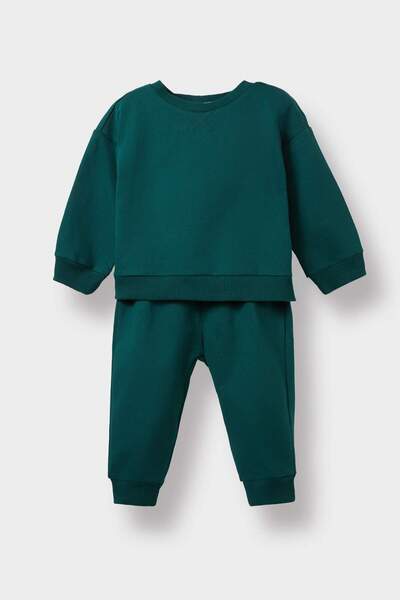 DeFacto Erkek Bebek 2'li Takım Basic Düz Sweatshirt Eşofman Altı E8430A525AU
