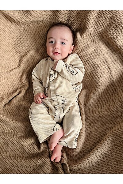 DİVİSTA Unisex Baby Snap Fastener Long Sleeve Romper
