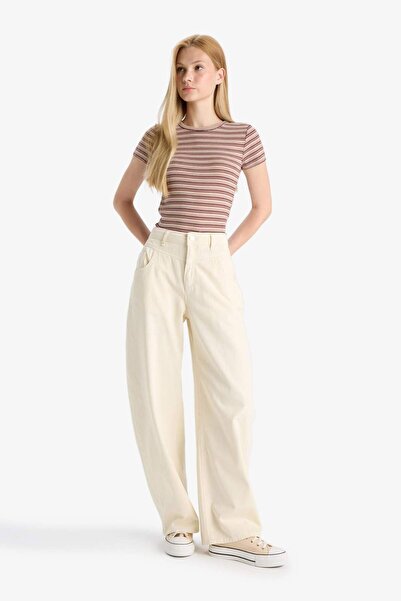 DeFacto Coool Baggy Fit Normal Bel Gabardin Pantolon F8204AX25AU