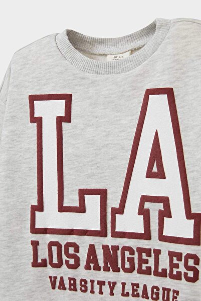 DeFacto Kız Bebek Bisiklet Yaka Baskılı İçi Yumuşak Tüylü Okul Sweatshirt F3751A525AU