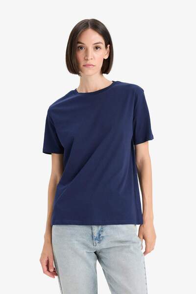 DeFacto Регулярний крій, велосипедна горловина, базова пряма трикотажна футболка з короткими рукавами W9584AZ25AU