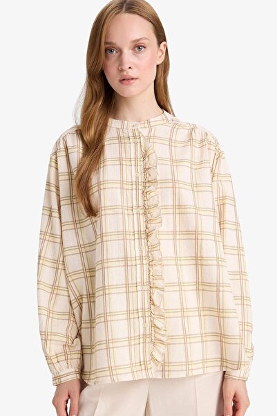 DeFacto Relax Fit Ekose Desenli Uzun Kollu Tunik F4868AX25AU