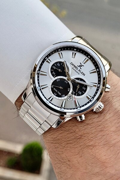 Daniel Klein Men's Wristwatch with Indicators Active Dial Silver Color Gift Packaged