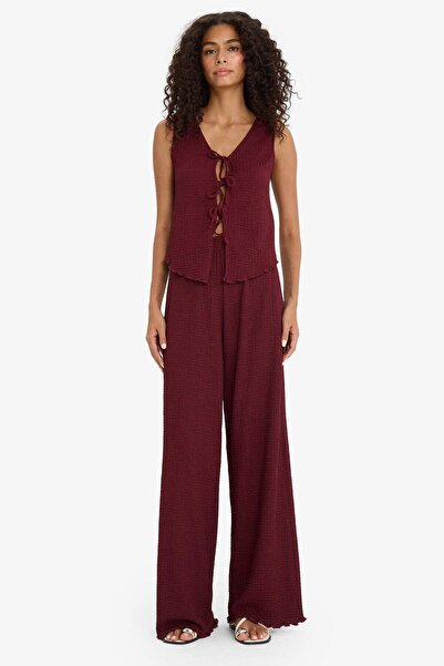 DeFacto Slim Fit Tight Fit V Neck Front Tie Wrap Sleeveless Blouse F7992Ax25Au