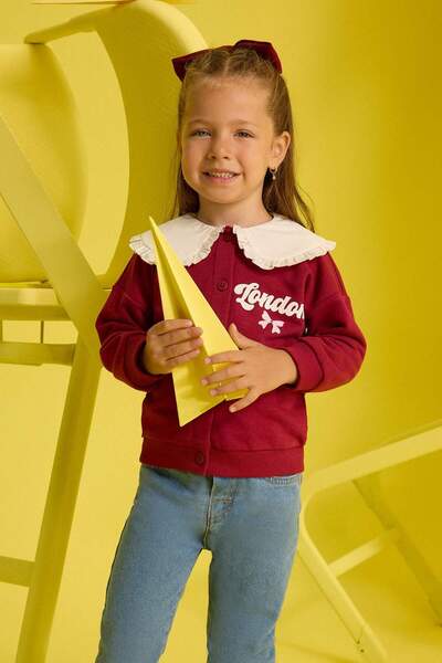 DeFacto Kız Bebek Büyük Yaka Baskılı Düğmeli Okul Hırkası F3756A525AU