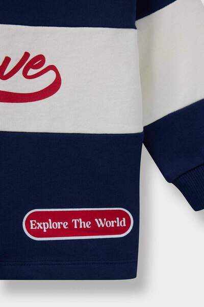 DeFacto Erkek Bebek Gömlek Yaka Baskılı Okul Sweatshirt F3226A525AU