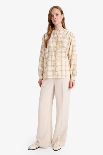 DeFacto Relax Fit Ekose Desenli Uzun Kollu Tunik F4868AX25AU