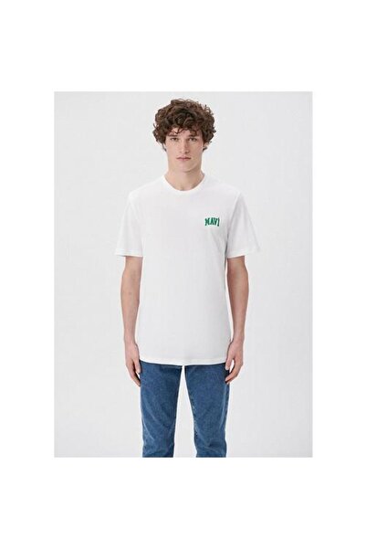 Mavi Λευκό ανδρικό μπλουζάκι με τυπωμένο λογότυπο M0611714-620