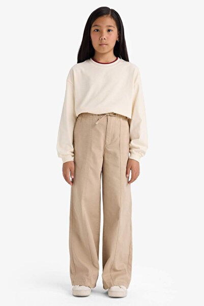 DeFacto Kız Çocuk Wide Leg Geniş Paça Pamuklu Okul Pantolonu F0444A825AU