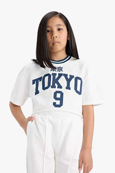 DeFacto Kız Çocuk 2'li Takım Baskılı Kısa Kollu Tişört Beli Lastikli Eşofman Altı E6413A825AU