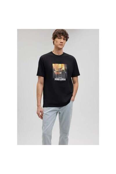 Mavi Ανδρικό μαύρο μπλουζάκι The Mandalorian Printed