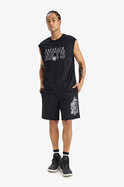 DeFacto DeFactoFit NBA Brooklyn Nets Standart Fit Kısa Paça Şort E5872AX25AU
