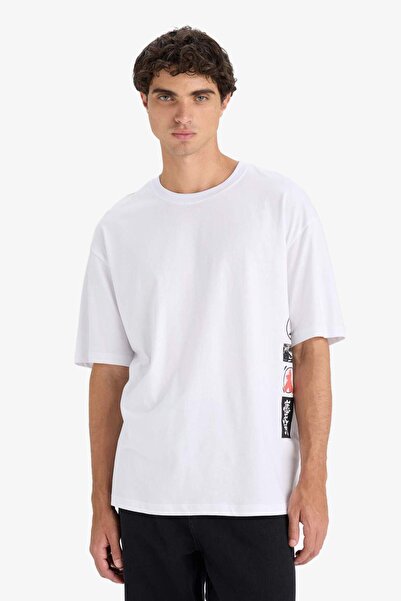 DeFacto 100% Cotton Boxy Fit Crew Neck Printed Short Sleeve T-Shirt F8908Ax25Hs