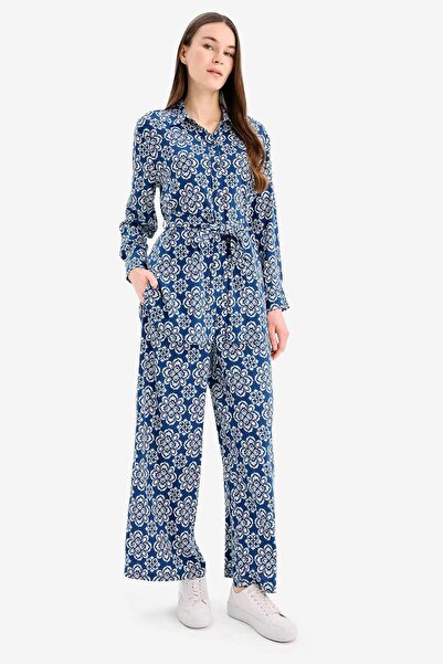 DeFacto Wide Leg Geniş Bol Paça Desenli Viskon Pantolon D9757AX25SM