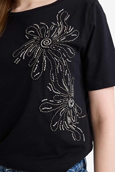 DeFacto Μπλουζάκι με κοντό μανίκι με κέντημα με κανονική εφαρμογή F6479AX25HS