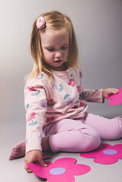 DeFacto Baby Girl Newborn Floral Combed Cotton 2-Pack Long Sleeve T-Shirt E9994A525Au