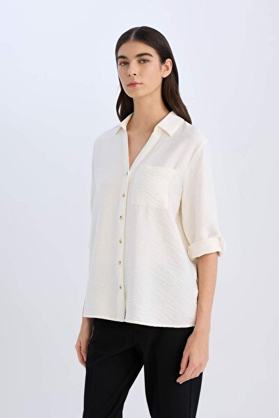 DeFacto Regular Fit Gömlek Yaka Uzun Kollu Gömlek Y8373AZ23AU